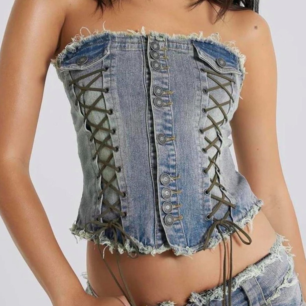 Jaded London Denim Corset Top